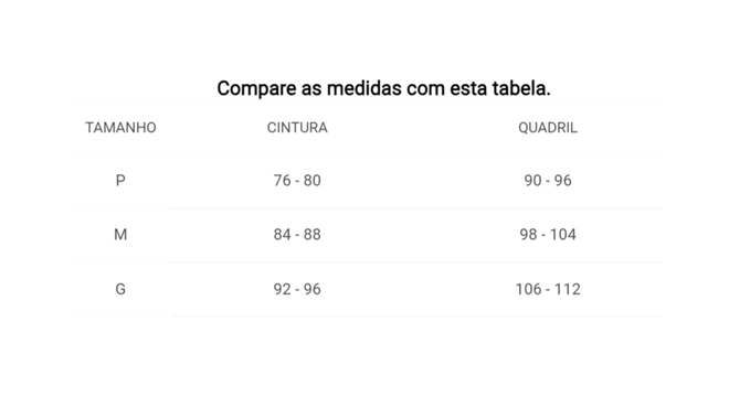 Tabela de Medidas