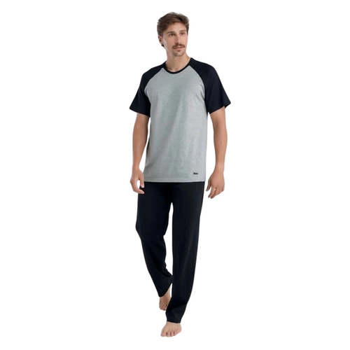 Pijama Manga Curta Mash Masculino Adulto Com Calça Algodão