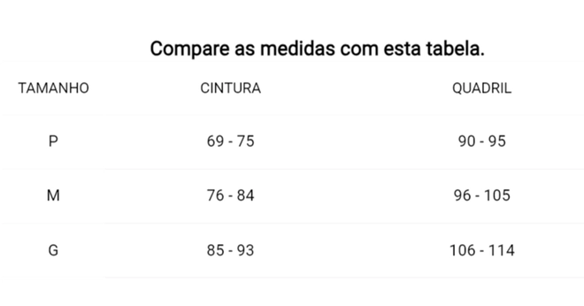 Tabela de Medidas