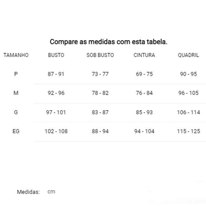Tabela de Medidas