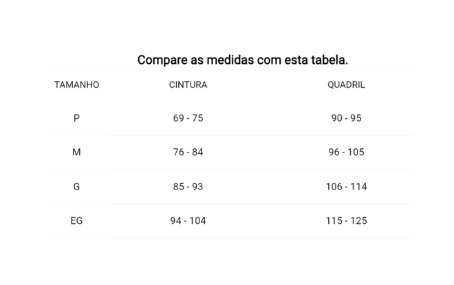 Tabela de Medidas