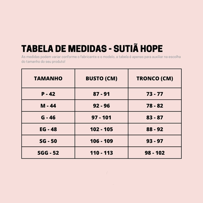 Tabela de Medidas