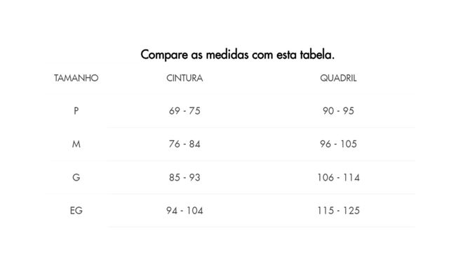 Tabela de Medidas