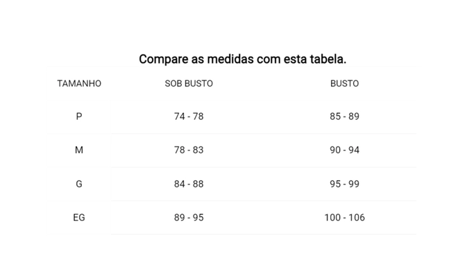 Tabela de Medidas