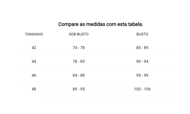 Tabela de Medidas