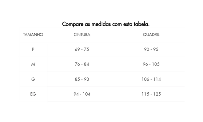 Tabela de Medidas