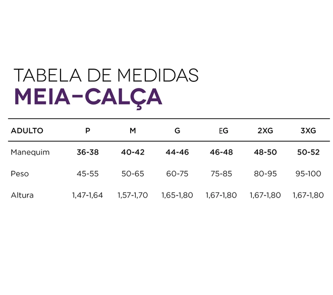 Tabela de Medidas