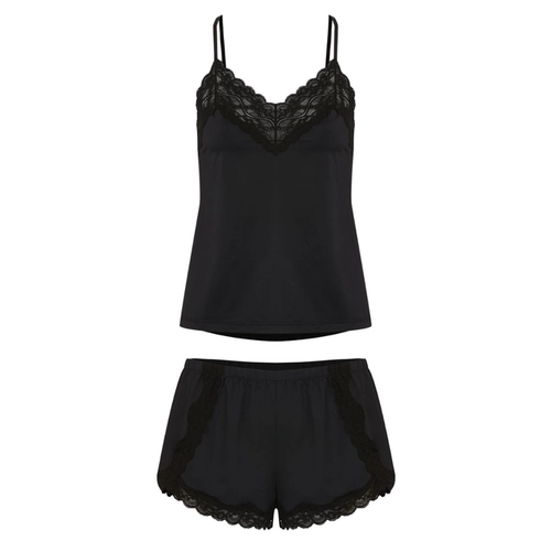 Pijama Short Doll Alças Finas Hope Adulto Em Microfibra E Renda Love Stories