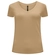 Blusa Lunender Feminina Adulto Básica Canelada Decote V Em Malha Viscose - 013138-BEGE MACCHIATO