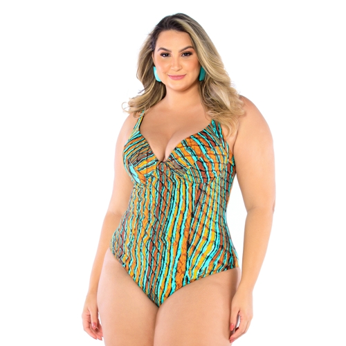 Maiô estampado zero barriga banho cheap de mar