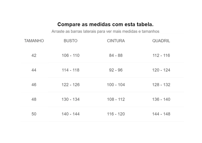 Tabela de Medidas