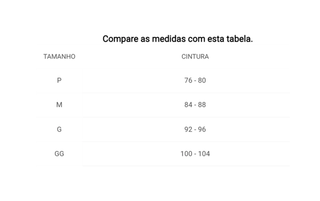 Tabela de Medidas