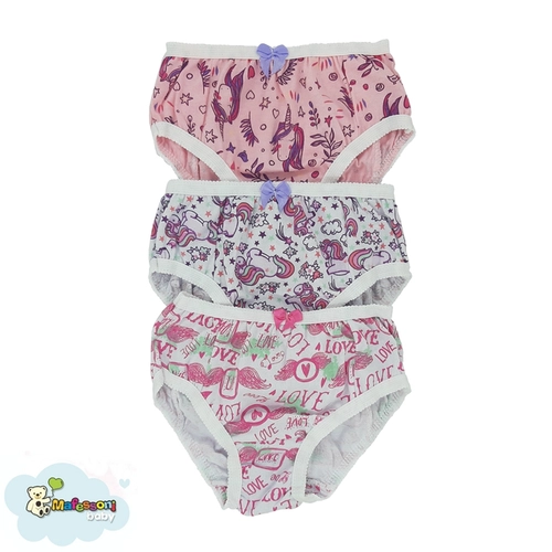 Kit 3 Calcinhas Mafessoni Infantil Cores Sortidas Algodão