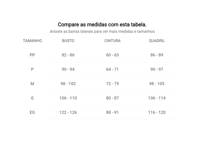 Tabela de Medidas