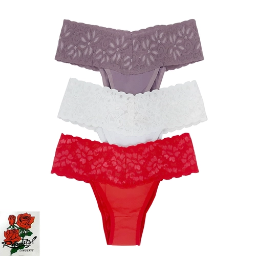 Kit 3 Calcinhas Rendadas Rosastyl Sortidas