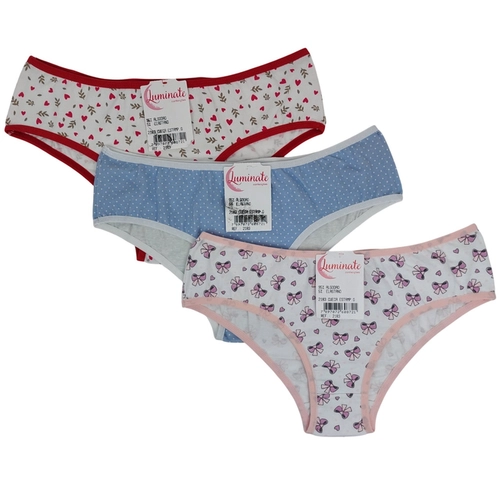 Kit 3 Calcinhas Luminate Tanga Adulto Estampadas Cotton Estampas Sortidas