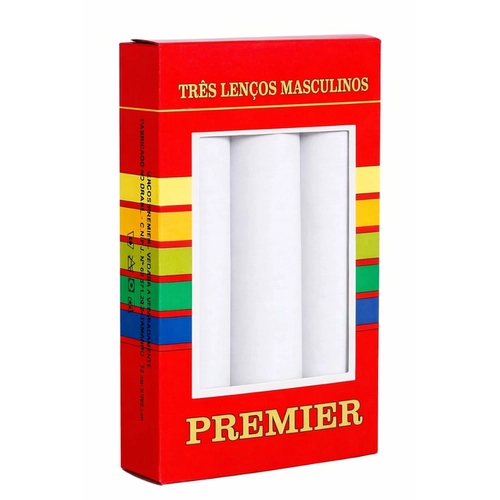 Kit 3 Lenços De Bolso Premier Masculino Em Algodão Liso Branco by Presidente