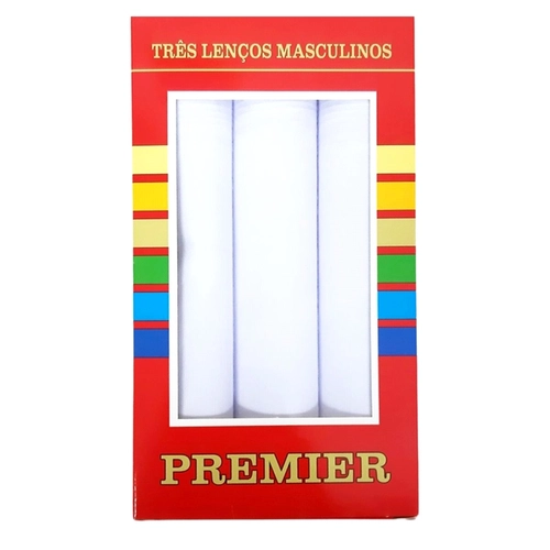 Kit 3 Lenços De Bolso Premier Masculino Em Algodão Liso Branco by Presidente