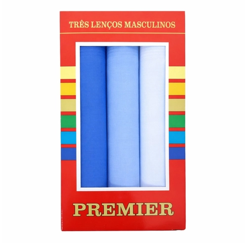 Kit 3 Lenços De Bolso Premier Masculino Em Algodão Cores Sortidas Premier by Presidente