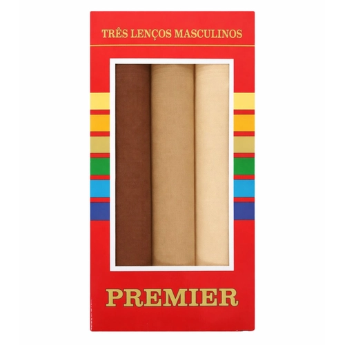 Kit 3 Lenços De Bolso Premier Masculino Em Algodão Cores Sortidas Premier by Presidente