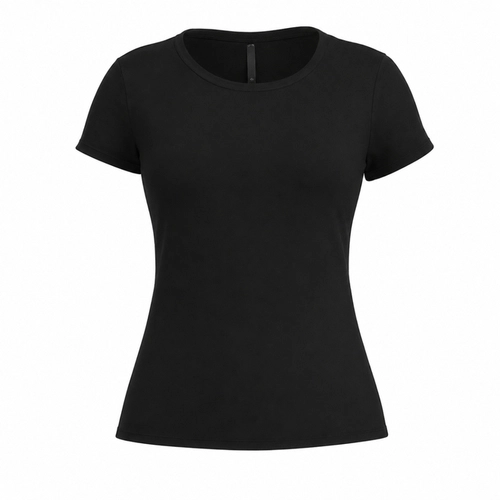Blusa Lunender Feminina Adulto Manga Curta Básica Canelada Malha Viscose
