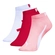Kit 3 Pares Meia Sapatilha Puma Infantil Unissex Algodão - 978-BCO/VERM/ROSA