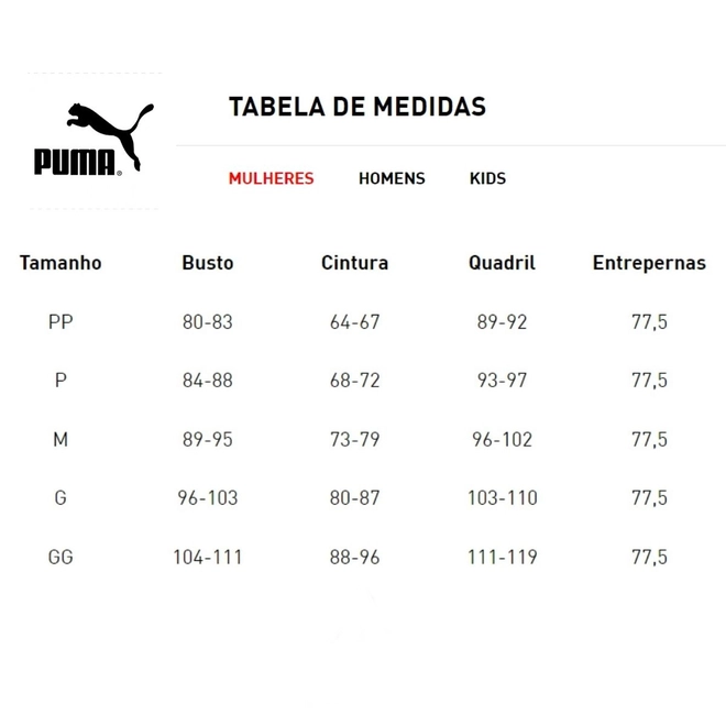 Tabela de Medidas
