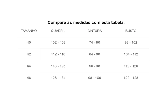 Tabela de Medidas