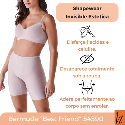 Bermuda Best-Friend Liz Invisible Estética Corte A Laser Em Microfibra