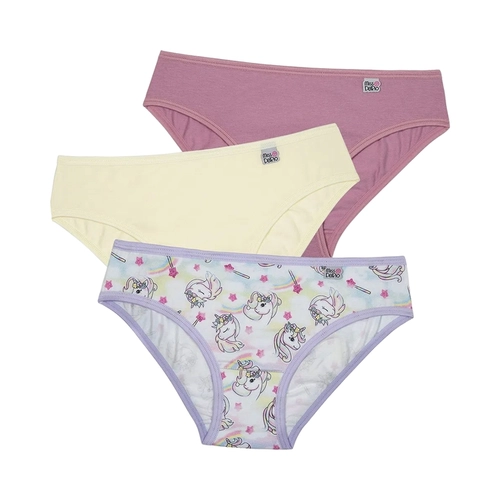 Kit 3 Calcinhas Miss DelRio Infantil Em Cotton