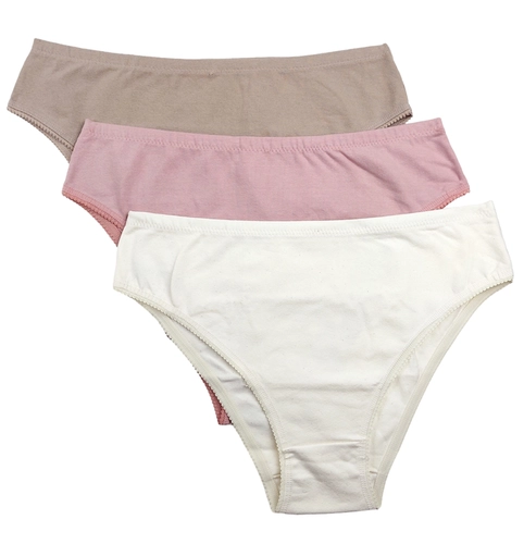 Kit 3 Calcinhas Clássicas Lut Cintura Alta Cavada Em Cotton Liso