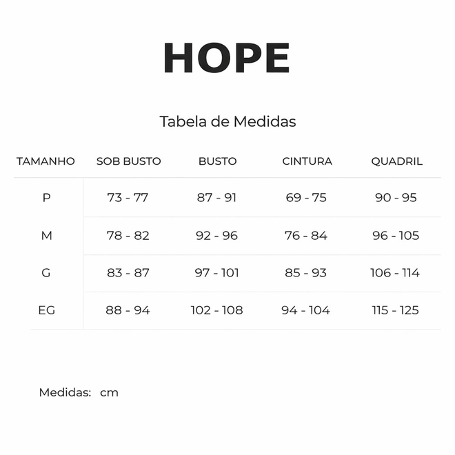 Tabela de Medidas