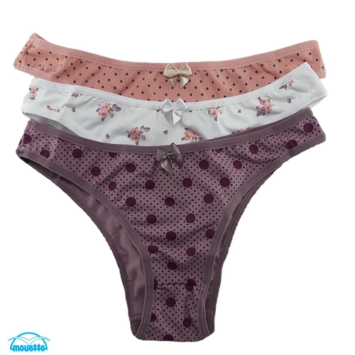 Kit 3 Calcinhas Mouette Tanga Adulta Lycra