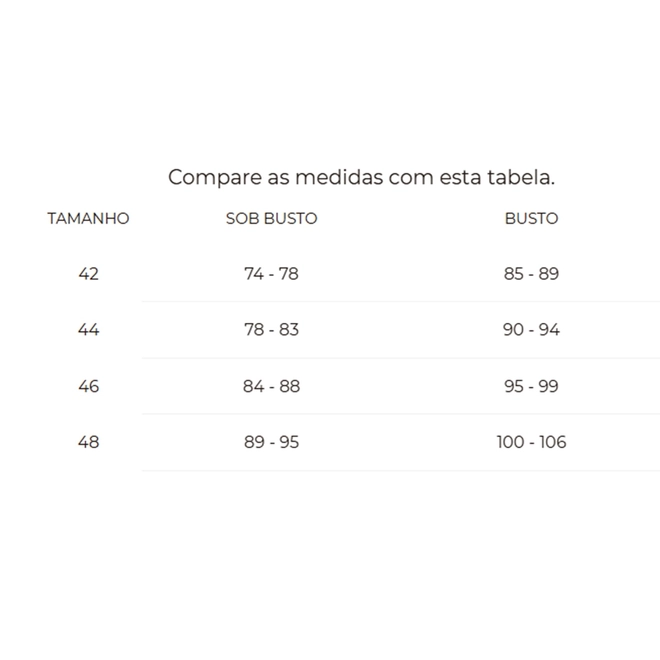 Tabela de Medidas