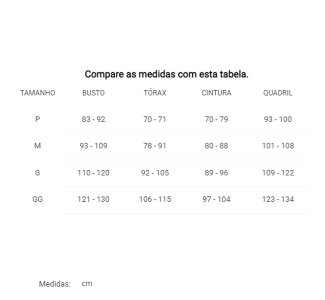 Tabela de Medidas