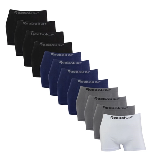 Kit 12 Cuecas Boxer Reebok Adulto Microfibra Sem Costura Cores Sortidas