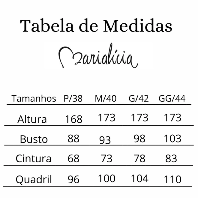 Tabela de Medidas