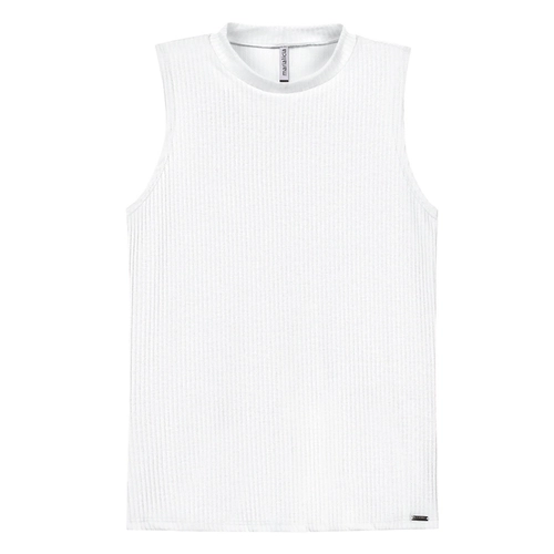 Blusa Regata Marialícia Feminino Adulto Básica Gola Alta Malha Canelada