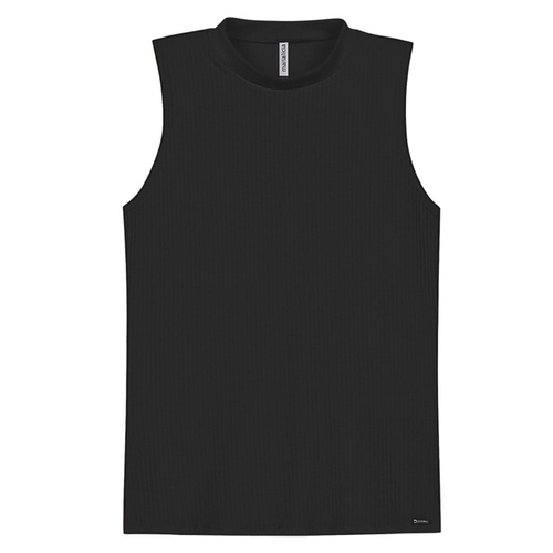 Blusa Regata Marialícia Feminino Adulto Básica Gola Alta Malha Canelada
