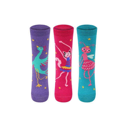 Kit 3 Pares Meias Cano Curto Lupo Kids Infantil Feminina Estampadas Algodão