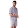 Pijama Manga Curta Lupo Masculino Adulto Listrado Algodão - 8235-cinza marinho