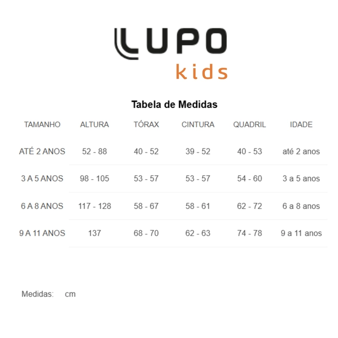 Tabela de Medidas