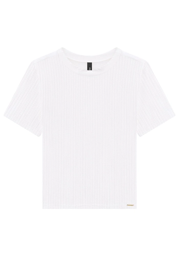 Blusa Lunender Feminina Adulto Básica Com Manga Curta Em Viscose Canelada Tracy