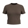 Blusa Lunender Feminina Adulto Básica Com Manga Curta Em Viscose Canelada Tracy - MARROM COURO-MARROM COURO