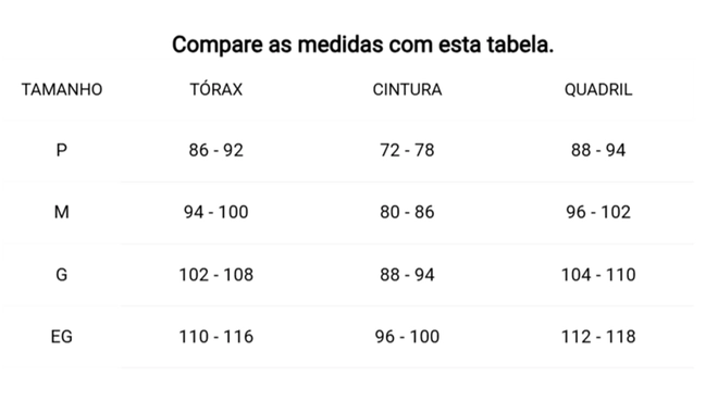 Tabela de Medidas