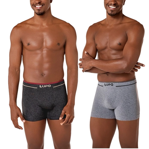 Kit 2 Cuecas Boxer Lupo Adulto Microfibra Sem Costura Fio Texturizado A Ar