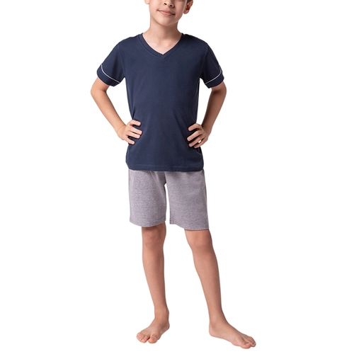 Pijama Lupo Masculino Juvenil Manga Curta Gola V Meia Malha Algodão