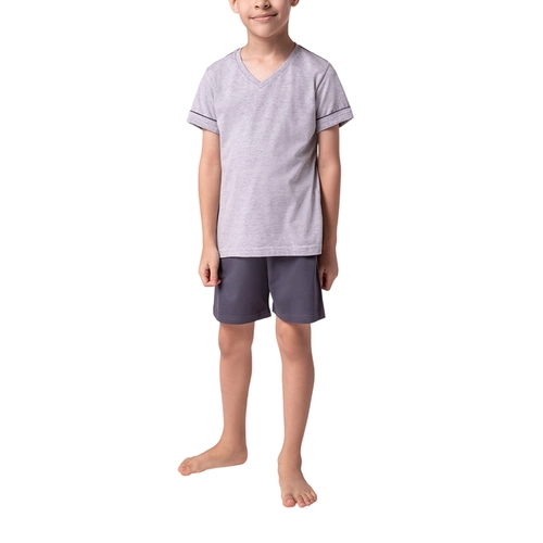 Pijama Lupo Masculino Juvenil Manga Curta Gola V Meia Malha Algodão