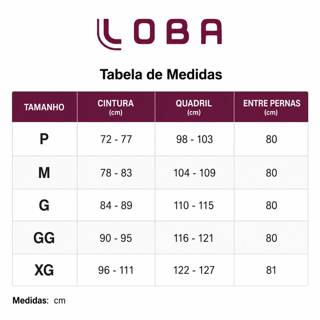 Tabela de Medidas