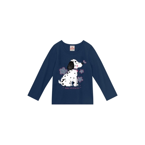 Blusa Manga Longa Brandili Feminina Infantil Cachorrinho Algodão 1/3